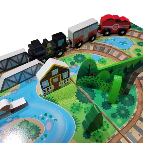 Melissa & Doug 17-Piece Wooden Take-Along Tabletop Railroad perfect for travel - Picture 10 of 13